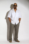 Dual Chest Pocket Short-Sleeve Linen-Blend Shirt