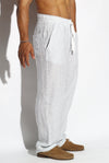 Striped Drawstring Linen Trousers