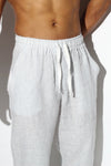 Striped Drawstring Linen Trousers