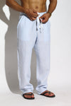 Striped Drawstring Linen Trousers