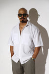 Dual Chest Pocket Short-Sleeve Linen-Blend Shirt