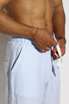 Striped Drawstring Linen Trousers