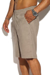 Drawstring Relaxed-Fit Linen Shorts