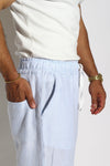 Striped Drawstring Linen Trousers