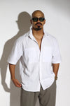 Dual Chest Pocket Short-Sleeve Linen-Blend Shirt