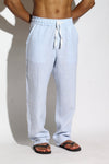Striped Drawstring Linen Trousers