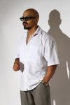 Dual Chest Pocket Short-Sleeve Linen-Blend Shirt
