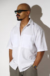 Dual Chest Pocket Short-Sleeve Linen-Blend Shirt