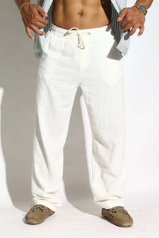 Drawstring Relaxed-Fit Linen Trousers